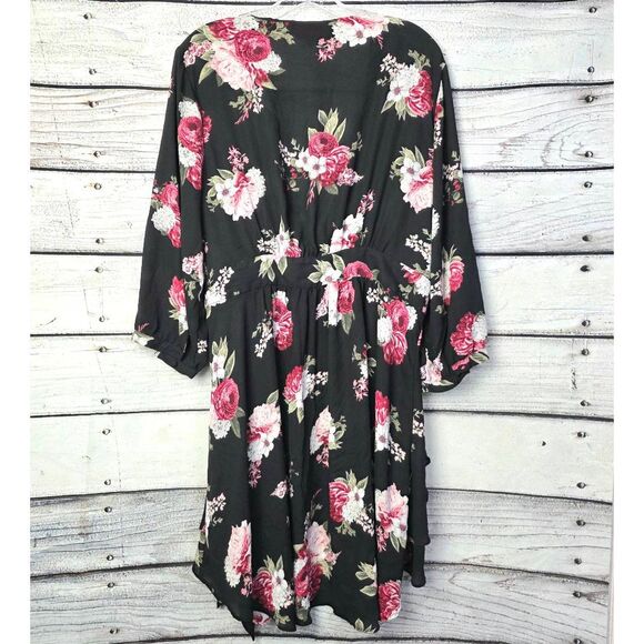Torrid Black Floral High-Low Kimono Cardigan Size 2 - Picture 5 of 8